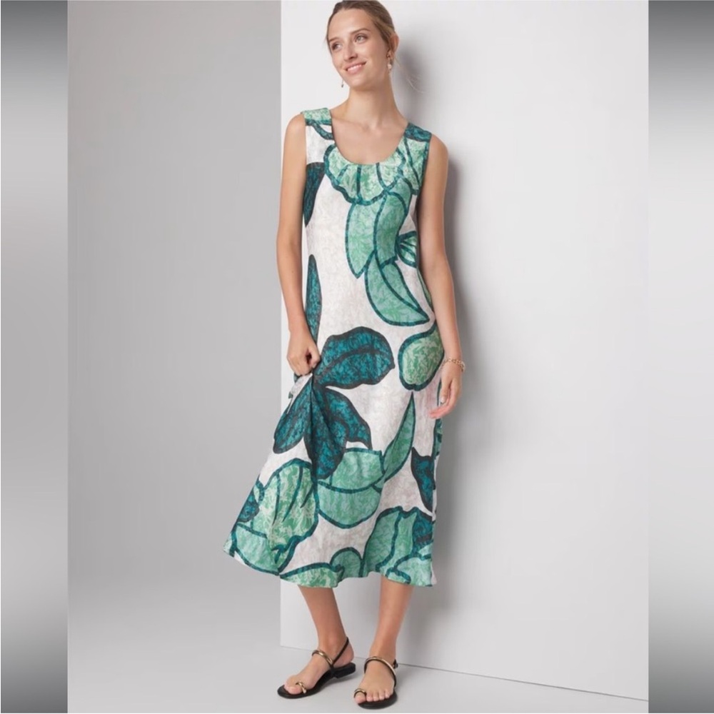 White House Black Market Green Leaf Print Dress - Picture 5 of 6